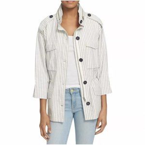 242. Joie Blue Stripe Utility Jacket White Small